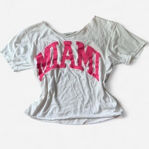 Women's White and Pink Miami Graphic Tee